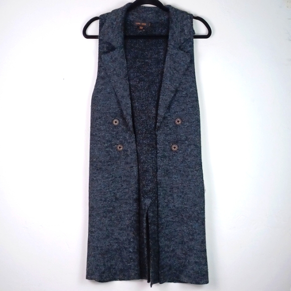 ♥️Bundle Only♥️LOVE TREE DARK GRAY DOUBLE BREASTED CARDIGAN SWEATER DUSTER SZ M - Picture 3 of 13